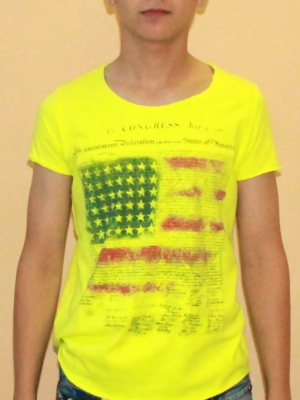 Купить желтая футболка американский флаг