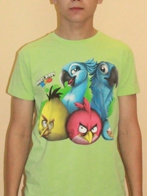 Купить зеленая футболка angry birds